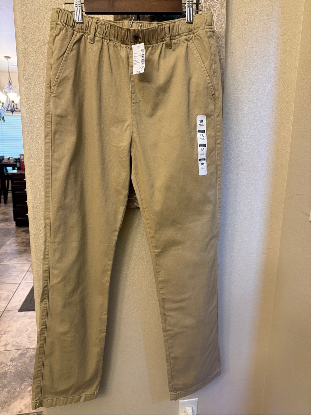 The Children's Place Khaki Tan Casual Open Straight Leg Pants Boys 18 NWT